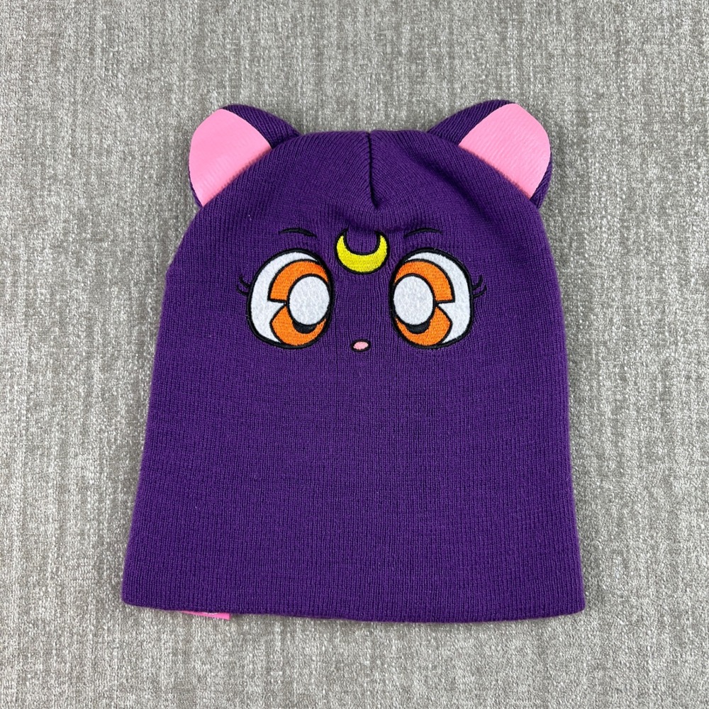 Sailor Moon Beanie Women One Size Purple Luna Cat Anime Cosplay Knit Hat